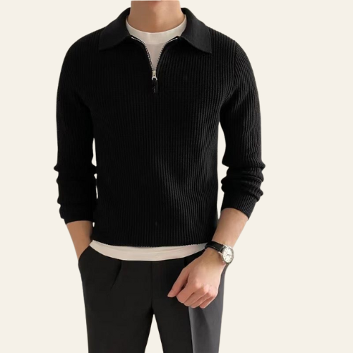 Roland - Herren Pullover Langarm Half Zip Casual Old Money Style
