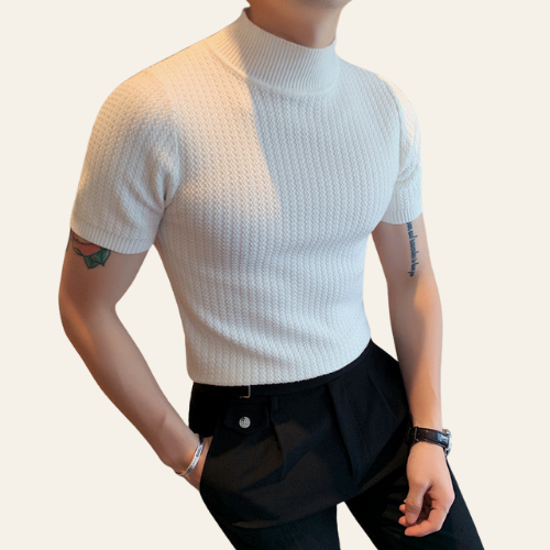Côme - Herren T-Shirt Halb-Turtleneck Polyester Slim Fit Klassischer Stil