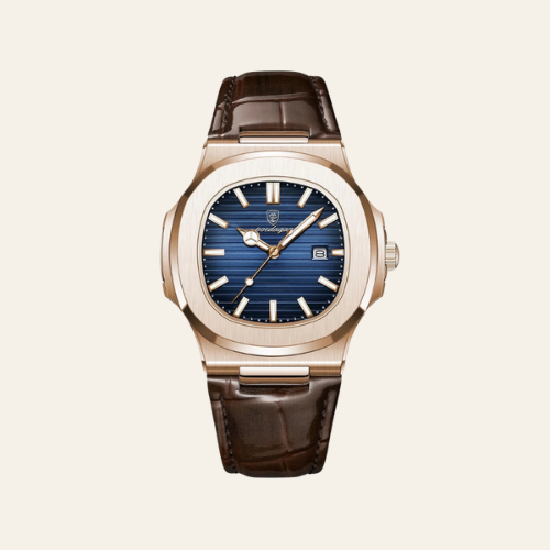 Herren Lederuhr Schwarz 41MM Edelstahl