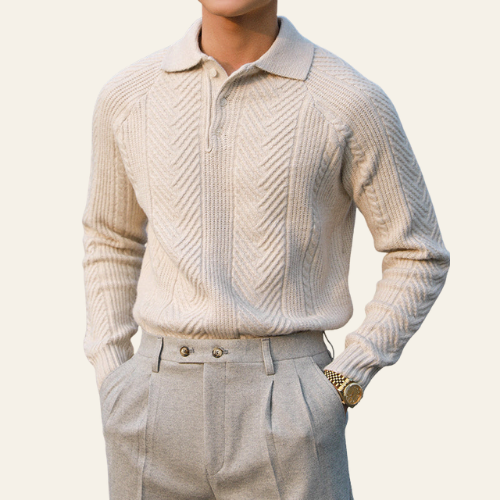 Rémy - Herrenpullover Herbst Winter Polyester mit Kragen Casual