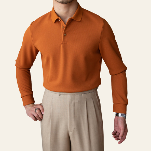 Gaël - Herren Langarm Poloshirt Slim Fit Baumwolle Urban Fashion