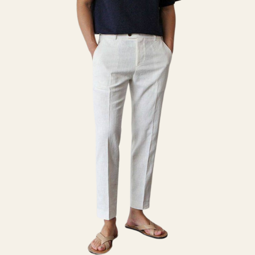 Le Soleil - Herren Leinenhose Atmungsaktiv Slim Fit Passform