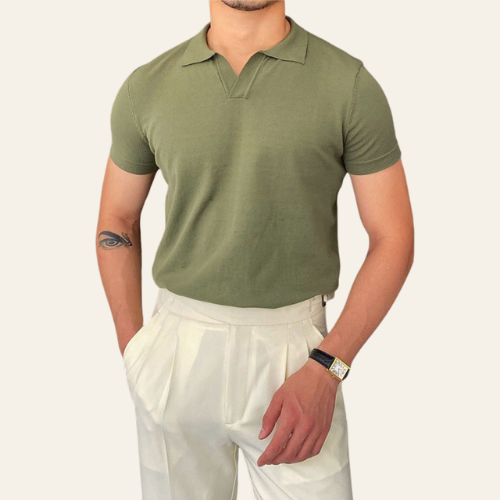 Nicolas - Herren Polo Shirt Baumwolle V-Kragen verschiedene Muster