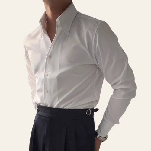 Armand - Herrenhemd Langarm Bambusfaser mit Weitem Kragen für Klassischen Stil