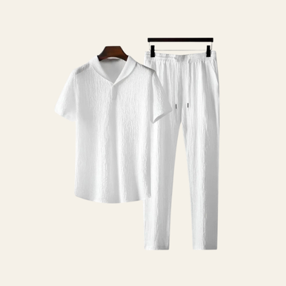 L’ensemble Nice - Herren Polohemd und Hose Set Seersucker