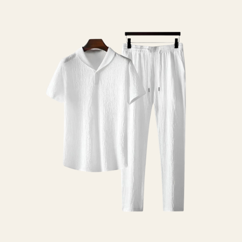L’ensemble Nice - Herren Polohemd und Hose Set Seersucker