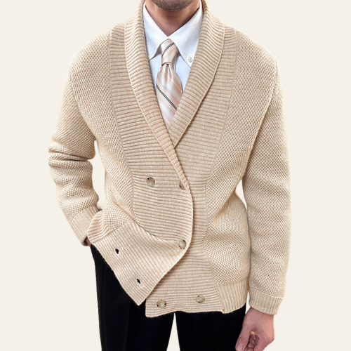 Étienne - Herren Strickjacke Doppelreiher Stil