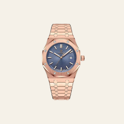 Herren Uhr Edelstahl Roségold Quartz