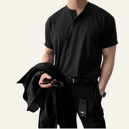 Grégoire - Herren T-Shirt Santoni-Kragen Baumwolle Minimalistisch