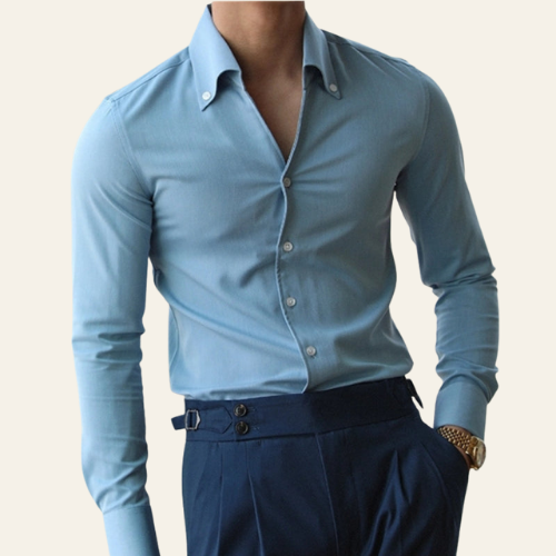 Olivier - Herren Slim Fit Hemd Polyester Langarm Business Casual