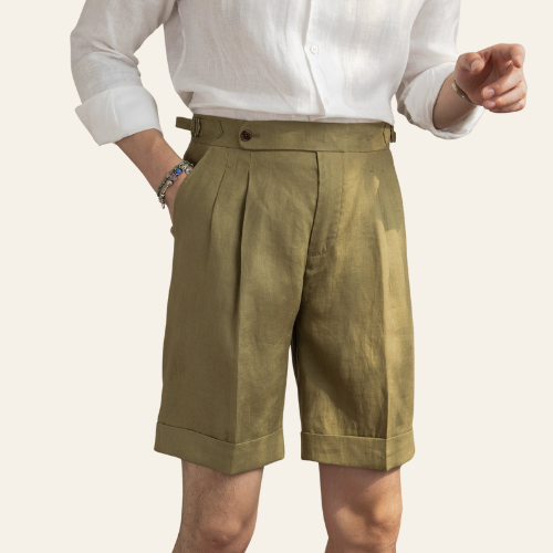 Yanis - Herren Shorts 100% Leinen Atmungsaktiv Casual Kurze Hosen Männer