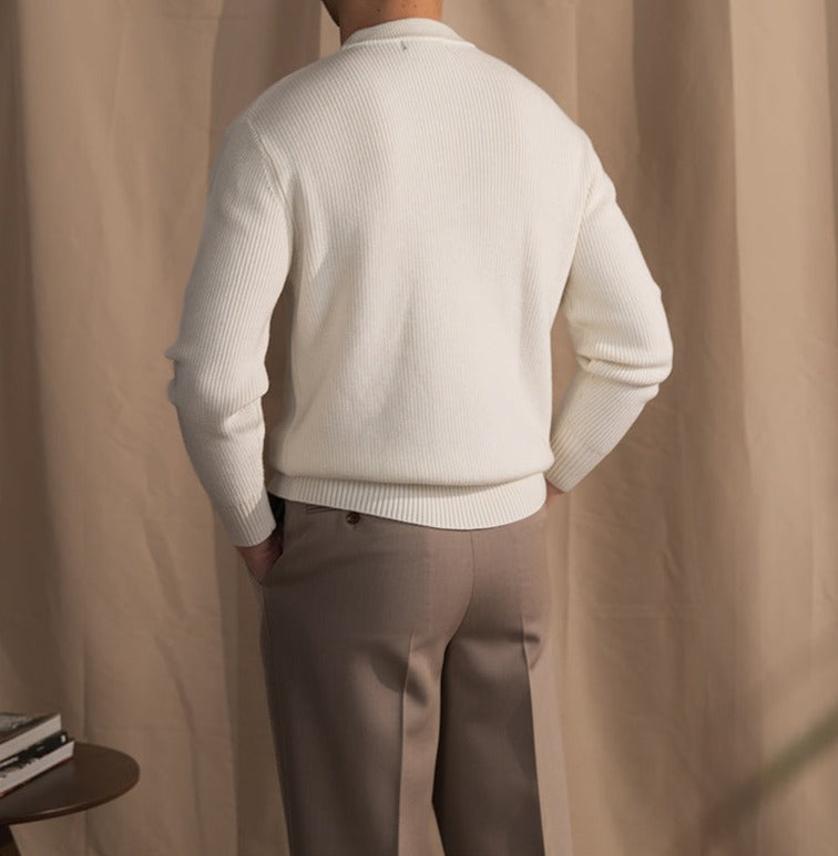 Herren Strickpullover Rippstrick Wollmischung Casual Chic