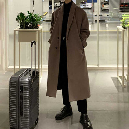 Herren Trenchcoat Beige Polyester Overknee Elegant