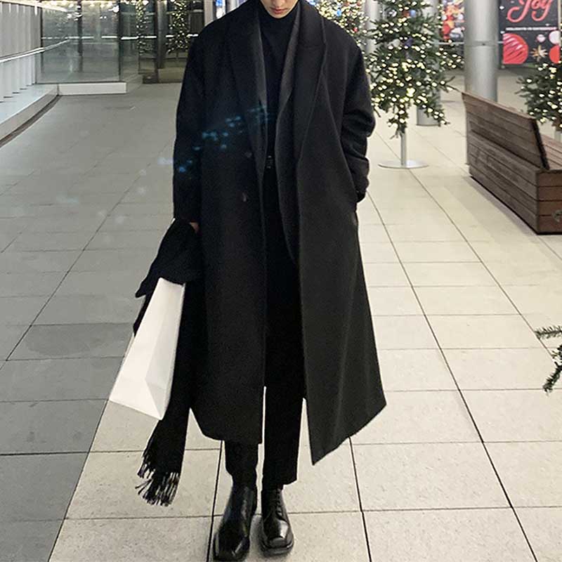 Herren Trenchcoat Beige Polyester Overknee Elegant