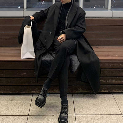 Herren Trenchcoat Beige Polyester Overknee Elegant