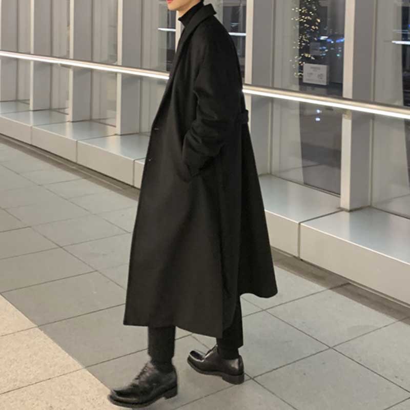 Herren Trenchcoat Beige Polyester Overknee Elegant