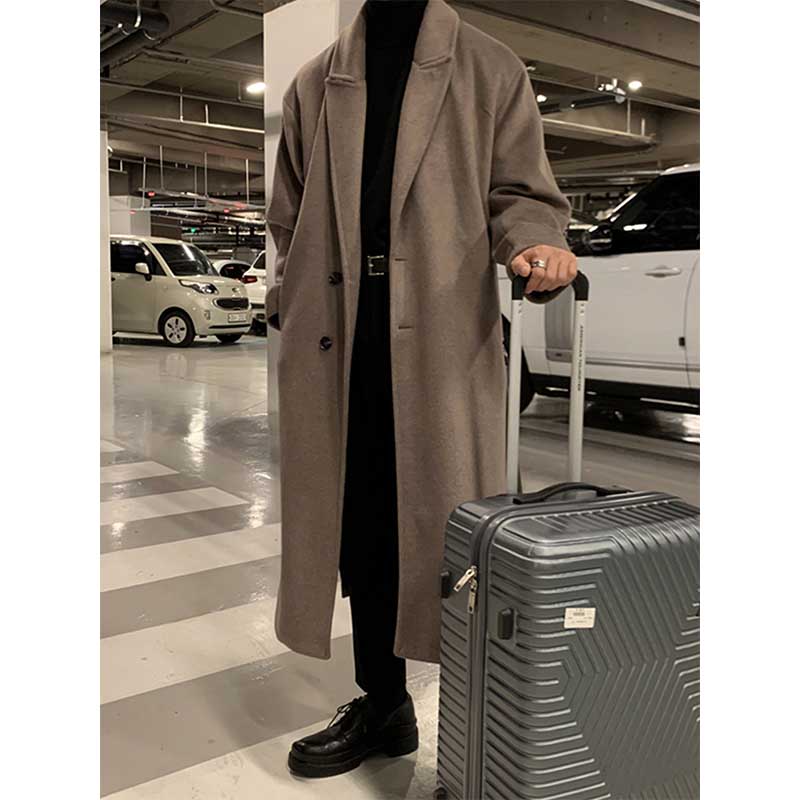 Herren Trenchcoat Beige Polyester Overknee Elegant