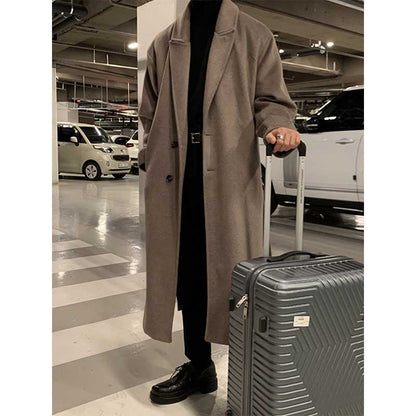 Herren Trenchcoat Beige Polyester Overknee Elegant