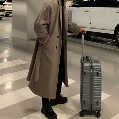 Herren Trenchcoat Beige Polyester Overknee Elegant