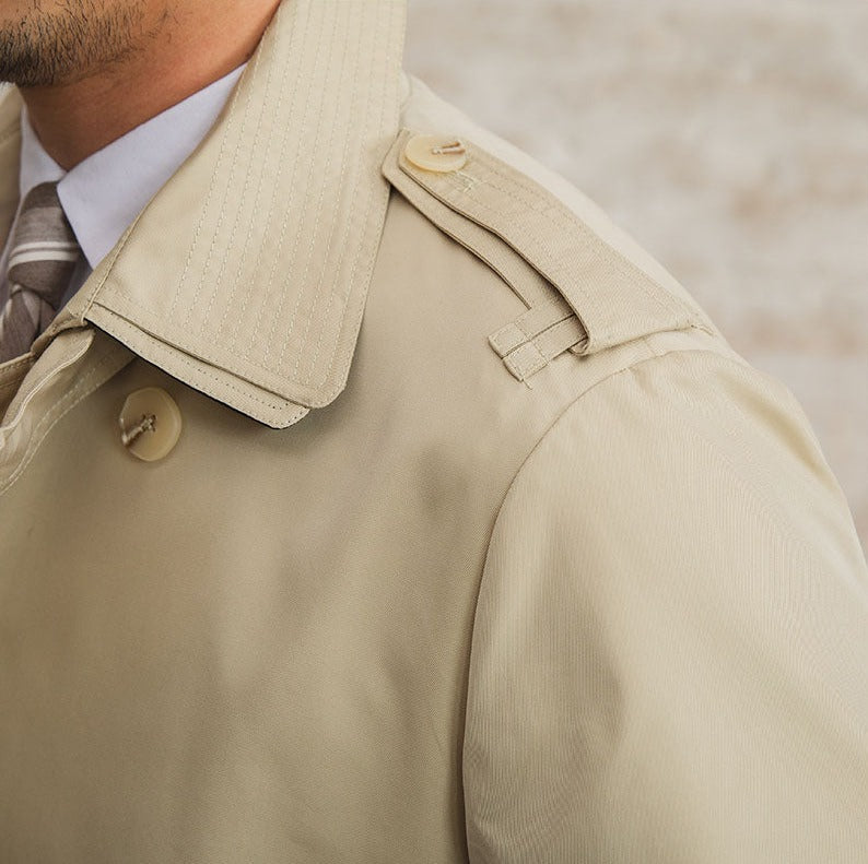 Herren Trenchcoat Doppelreihig Beige Baumwollmischung