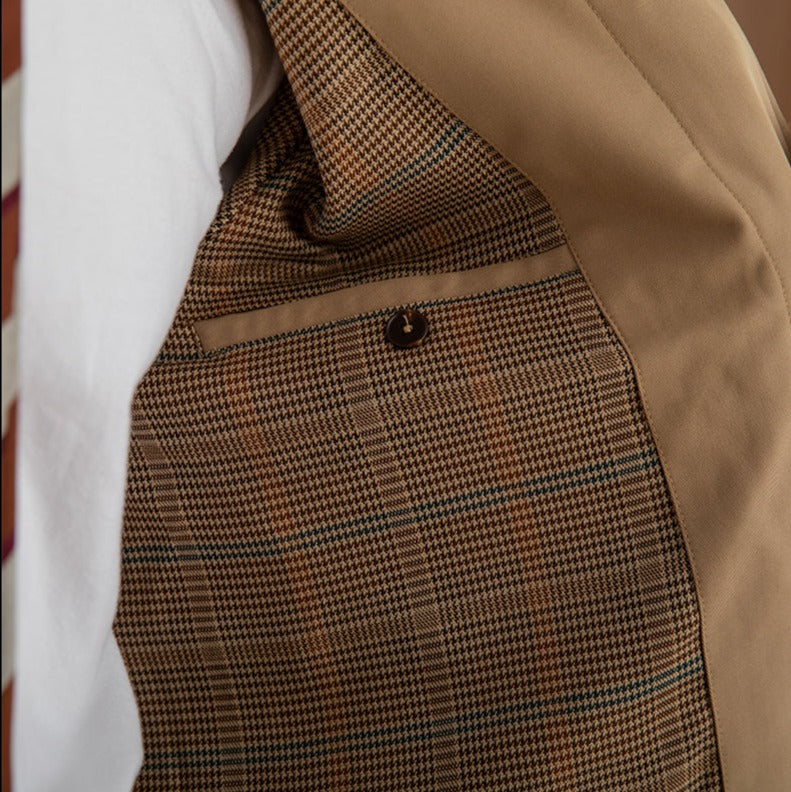 Herren Trenchcoat Schwarz Baumwollmischung mit Stehkragen