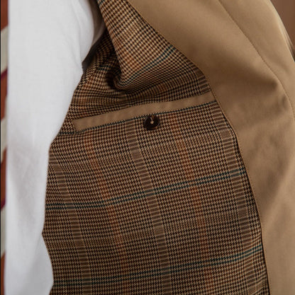 Herren Trenchcoat Schwarz Baumwollmischung mit Stehkragen