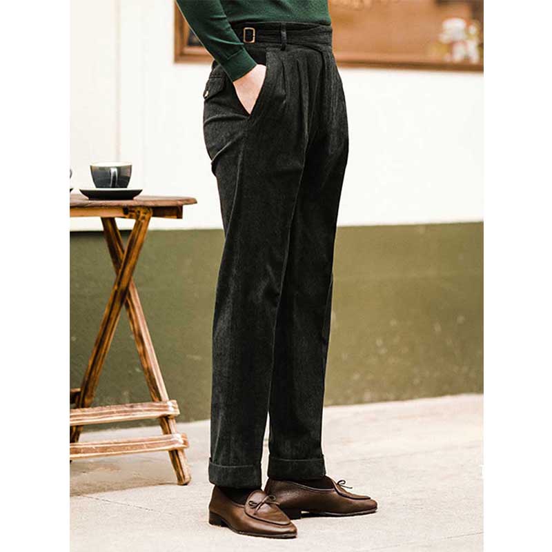 Herren Cord-Hose Hohe Taille Gerade Beine Polyester Causal Style