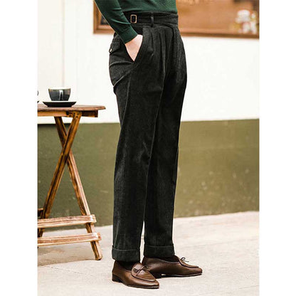Herren Cord-Hose Hohe Taille Gerade Beine Polyester Causal Style