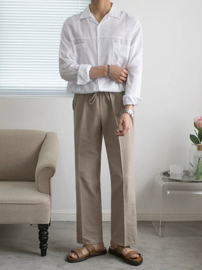 Herren Hose Baumwolle-Leinen Casual Style 2