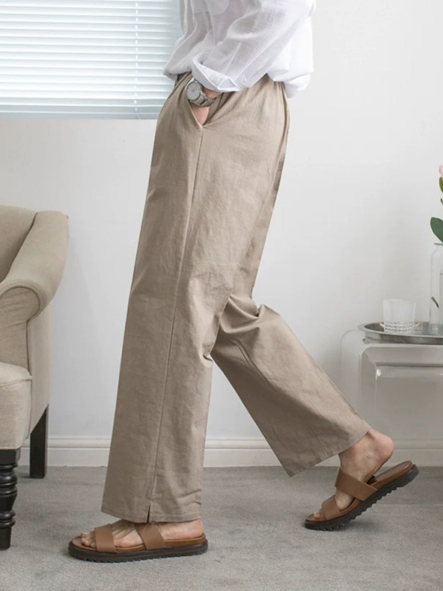 Herren Hose Baumwolle-Leinen Casual Style 4