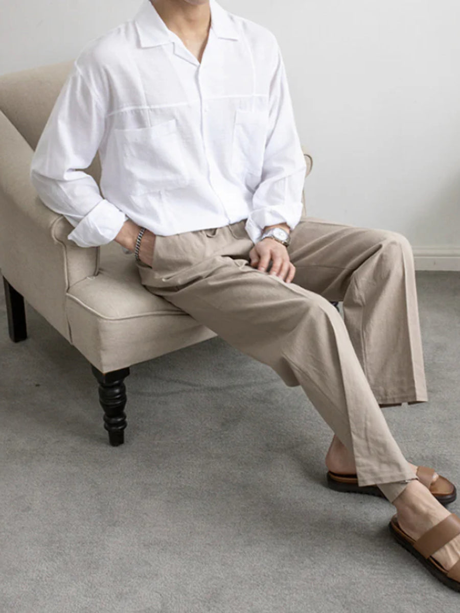 Herren Hose Baumwolle-Leinen Casual Style 6