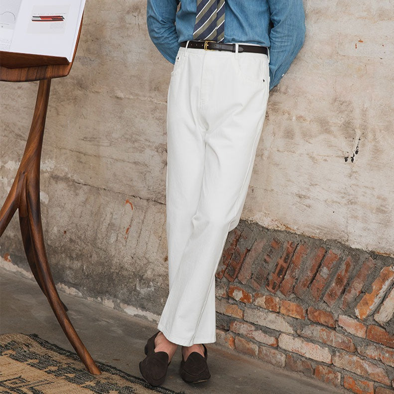 Herren Hose Jeans Denim Gerade Fit Old Money Style