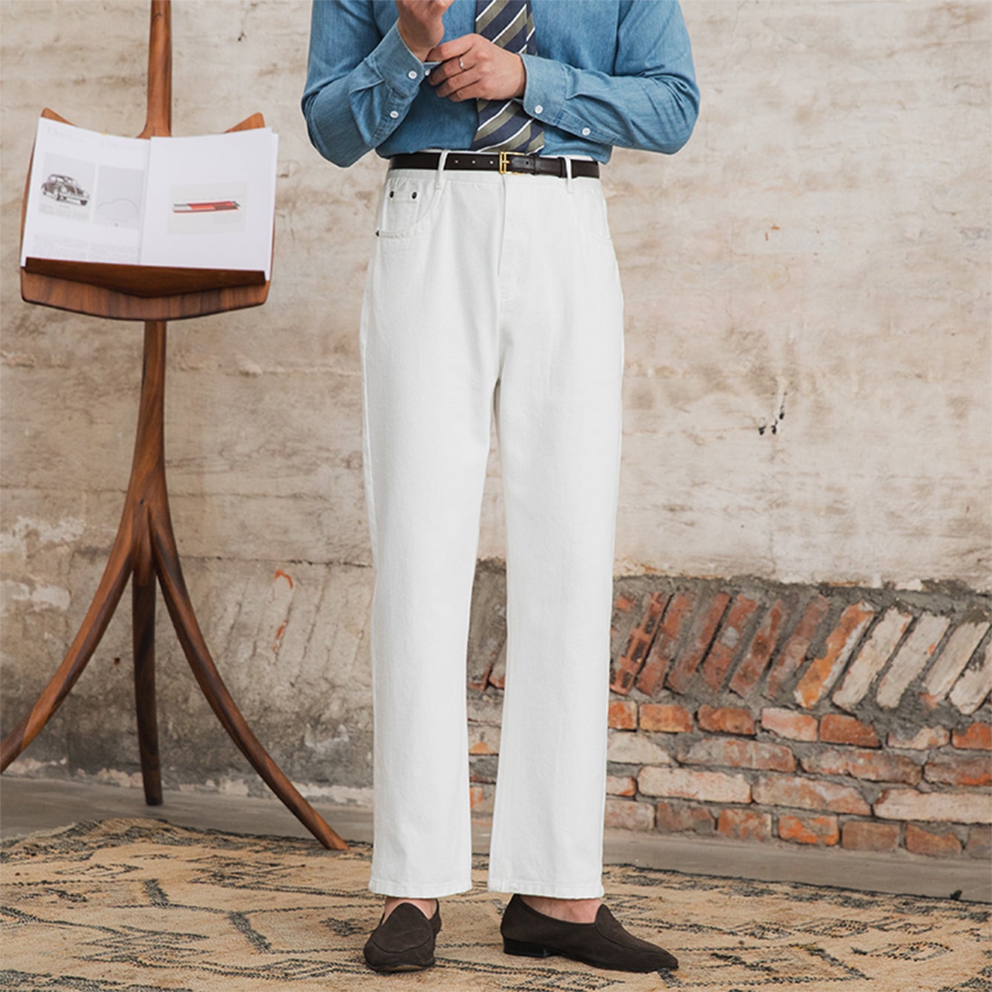 Herren Hose Jeans Denim Gerade Fit Old Money Style