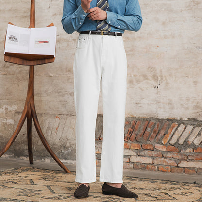 Herren Hose Jeans Denim Gerade Fit Old Money Style