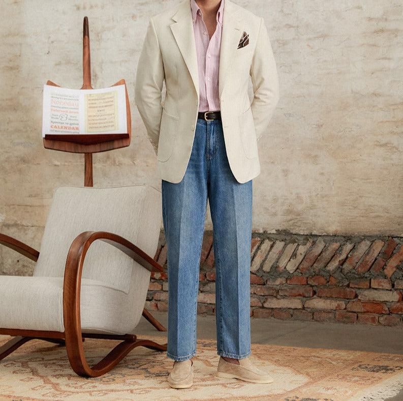 Herren Hosen Jeans Denim Gerade Fit Old Money Style