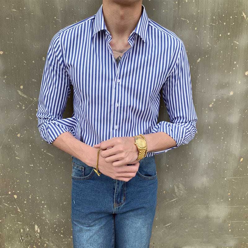 Timothée - Herren Casual Langarm Hemd Slim Fit Baumwolle