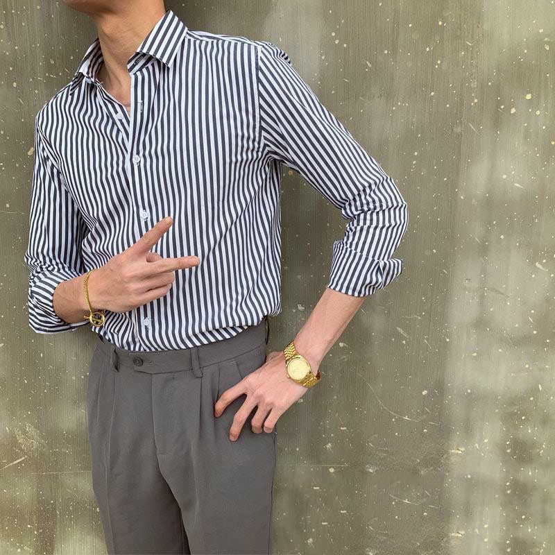 Timothée - Herren Casual Langarm Hemd Slim Fit Baumwolle