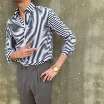 Timothée - Herren Casual Langarm Hemd Slim Fit Baumwolle