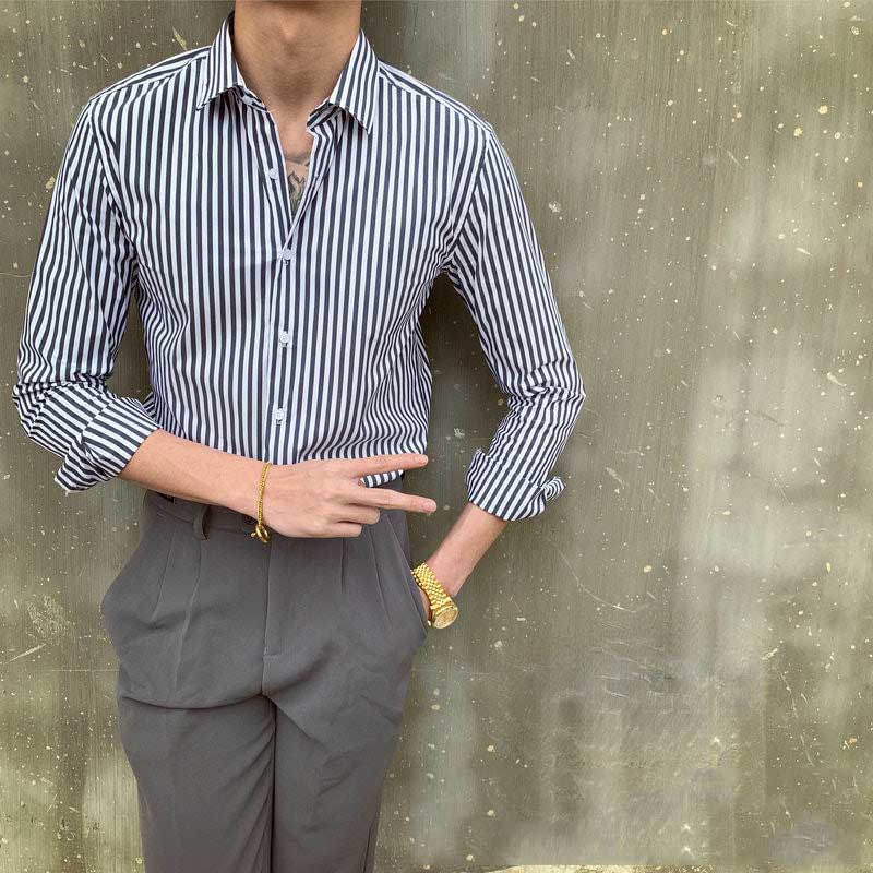 Timothée - Herren Casual Langarm Hemd Slim Fit Baumwolle