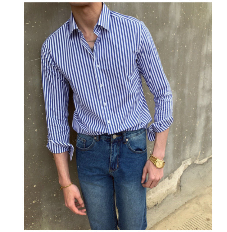 Timothée - Herren Casual Langarm Hemd Slim Fit Baumwolle