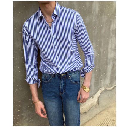 Timothée - Herren Casual Langarm Hemd Slim Fit Baumwolle