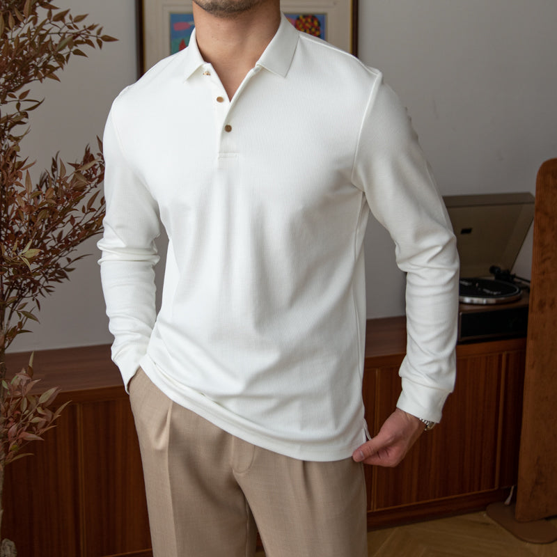 Herren Langarm Poloshirt Slim Fit Baumwolle Urban Fashion 7