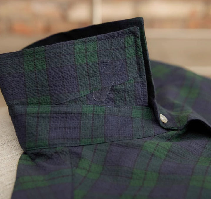 Herren Langarmhemd Karomuster Baumwolle Atmungsaktiv