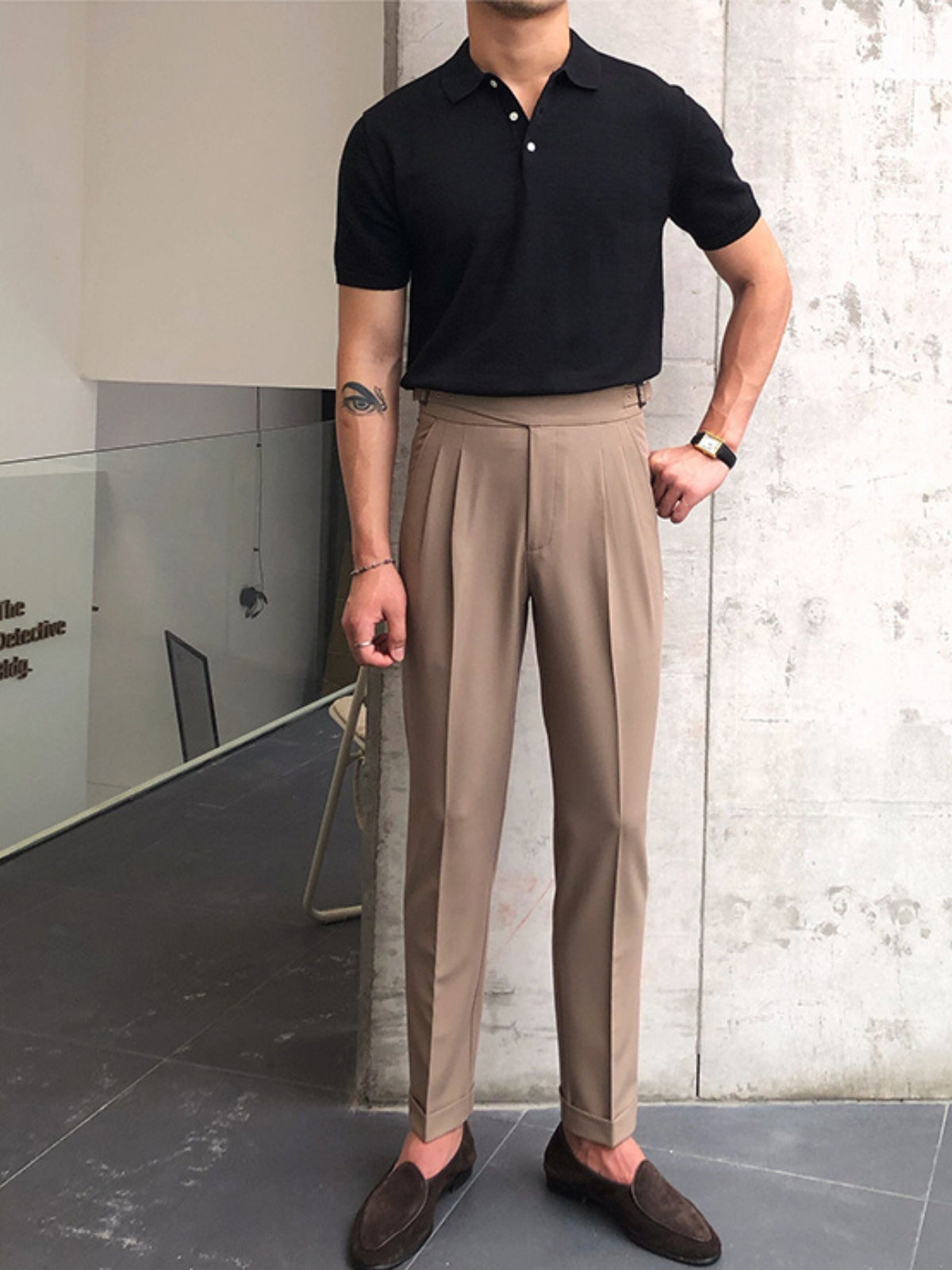 Herren Langarmshirt Baumwolle Old Money Style 7