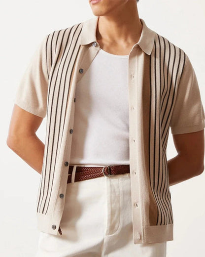 Herren Polo Shirt Gestreift 100% Baumwolle Casual 3