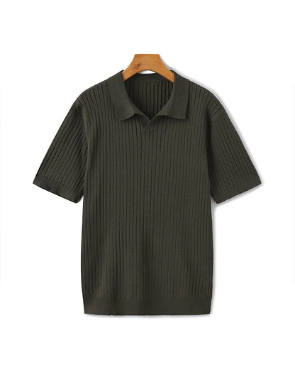 Herren Polo Shirt Grau Größe M 100% Baumwolle Poloshirt mit Rippstruktur 10