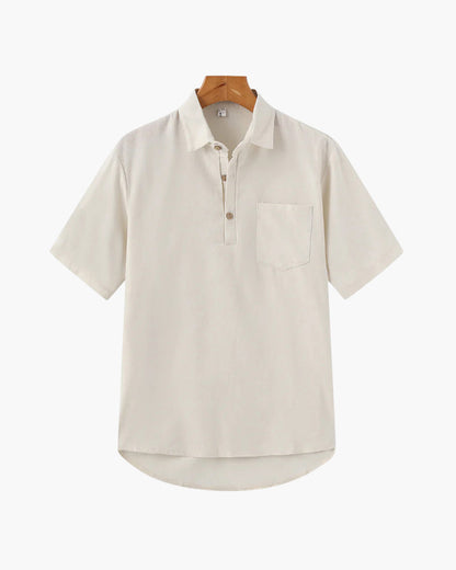 Herren Polohemd Beige Größe L Leinen 0