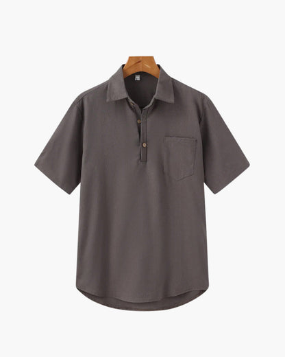 Herren Polohemd Beige Größe L Leinen 7