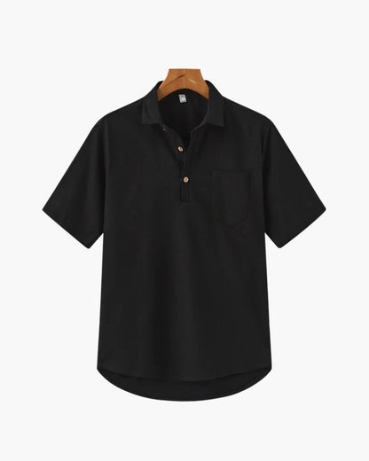 Herren Polohemd Beige Größe L Leinen 8