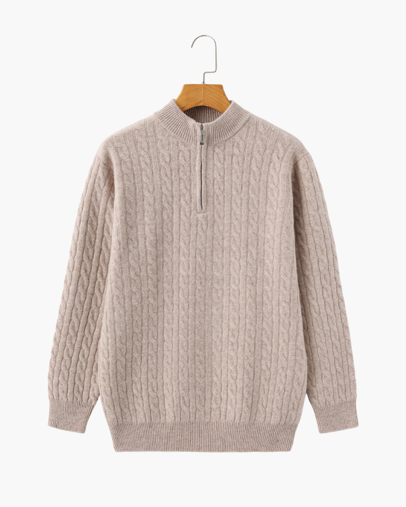 Herren Pullover Beige Größe M Kaschmir Halb Reißverschluss 10